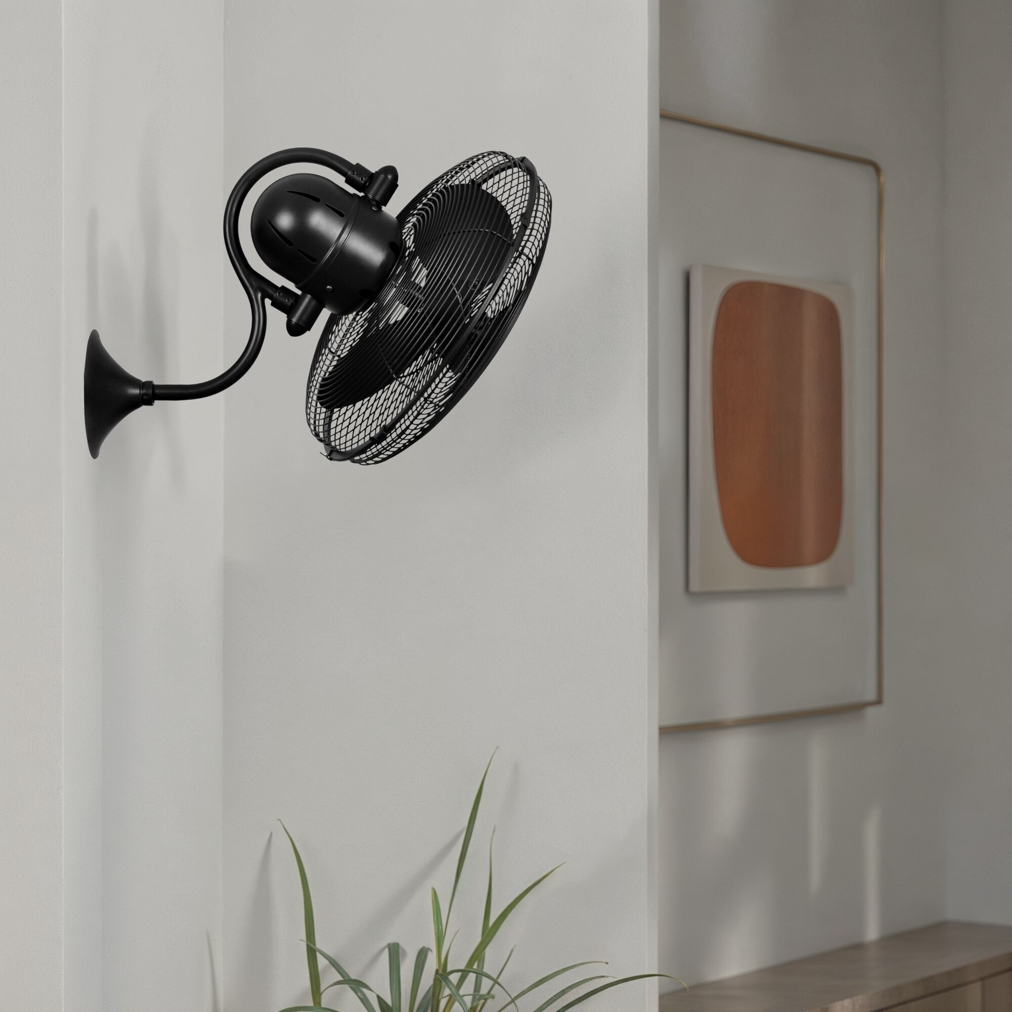 Atlas Laura 19.5 inch Matte Black Oscillating Wall Fan, Atlas