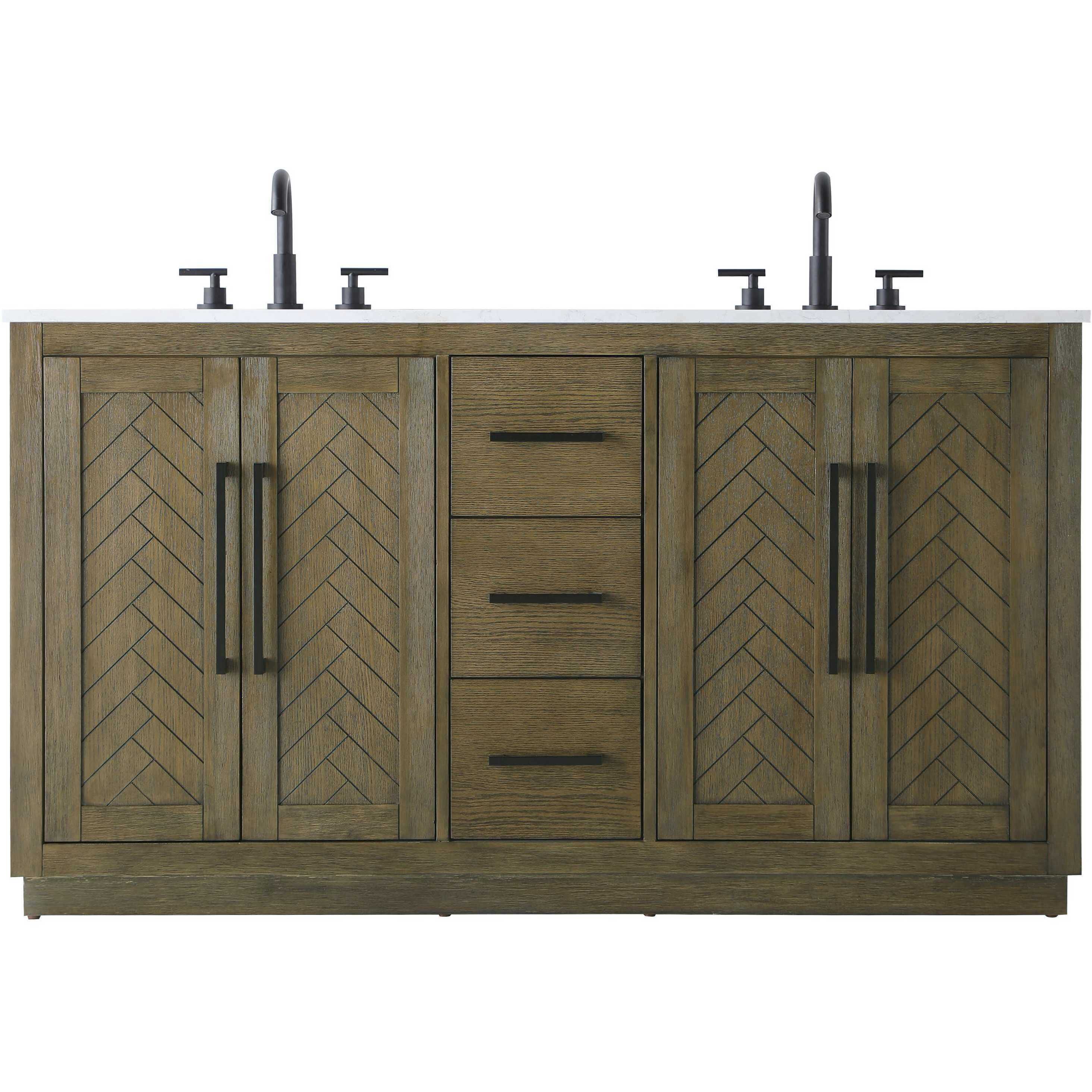 Chase 60 X 34 inch Hazel Oak Bathroom Vanity Cabinet