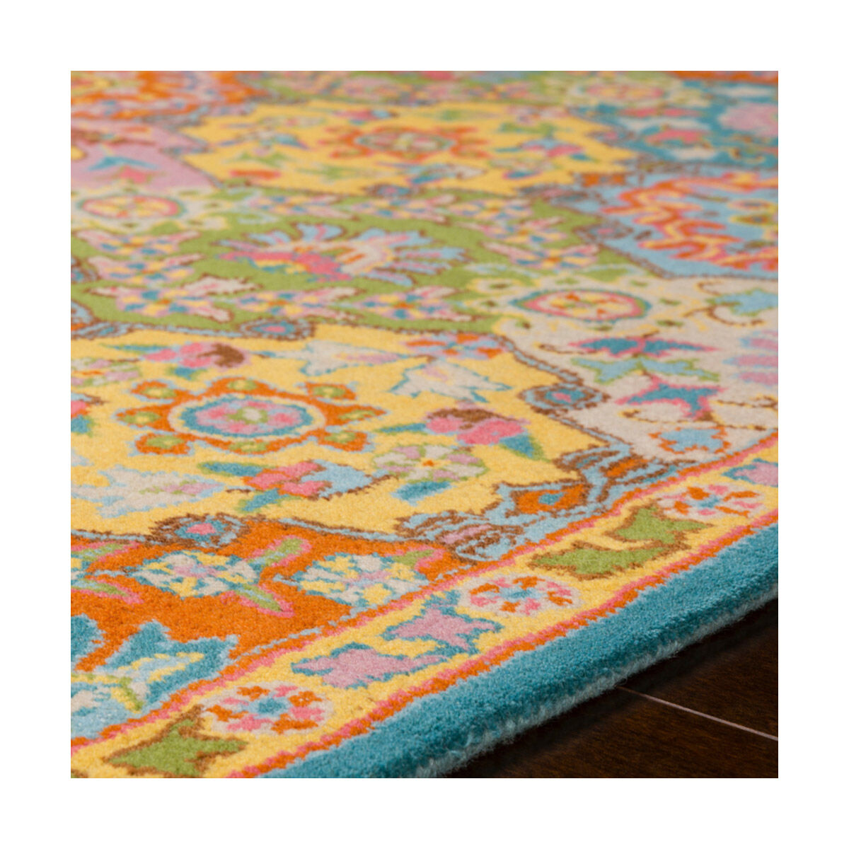 Caesar 117 X 117 inch Burnt Orange/Bright Yellow/Grass Green/Aqua/Rose Rugs, Square