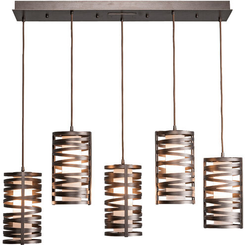 Tempest 9 Light Flat Bronze Linear Pendant Ceiling Light in E26 Incandescent, Frosted, Multi-Port