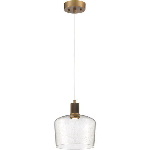 Port Nine LED 9 inch Antique Brushed Brass Pendant Ceiling Light in Seeded