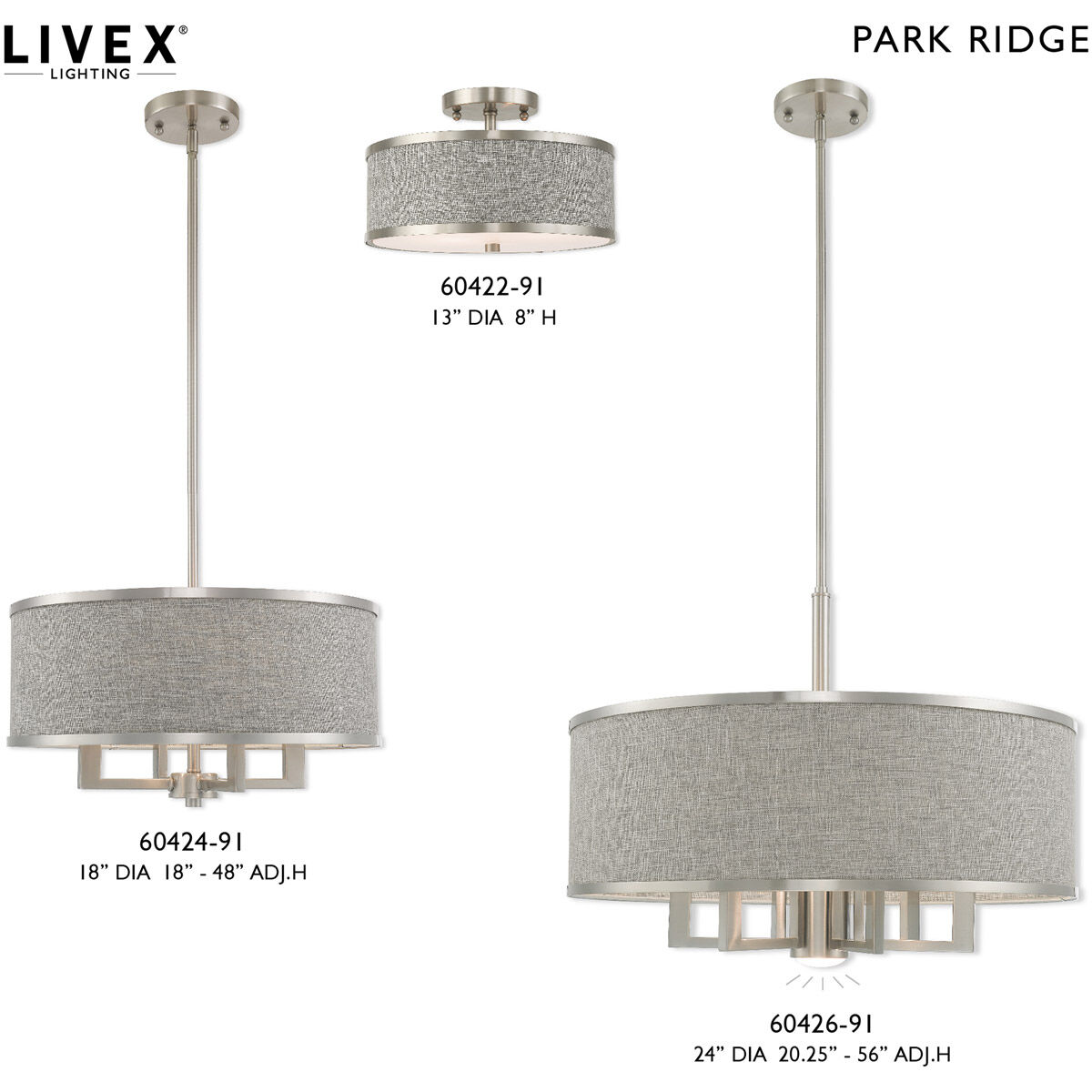 Park Ridge 4 Light 18 inch Brushed Nickel Pendant Chandelier Ceiling Light