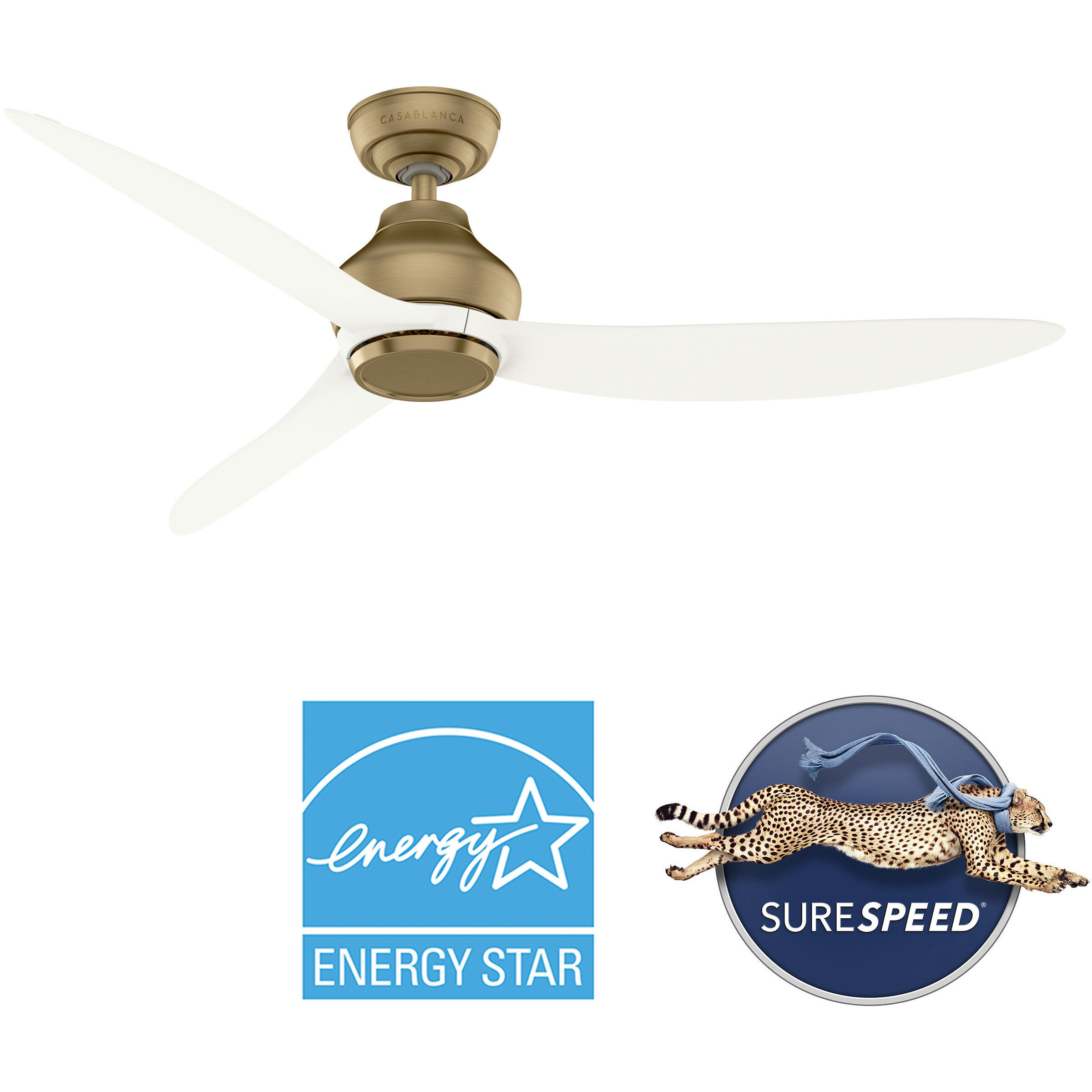 Eyla 52 inch Luxe Gold with Matte White Blades Outdoor Ceiling Fan