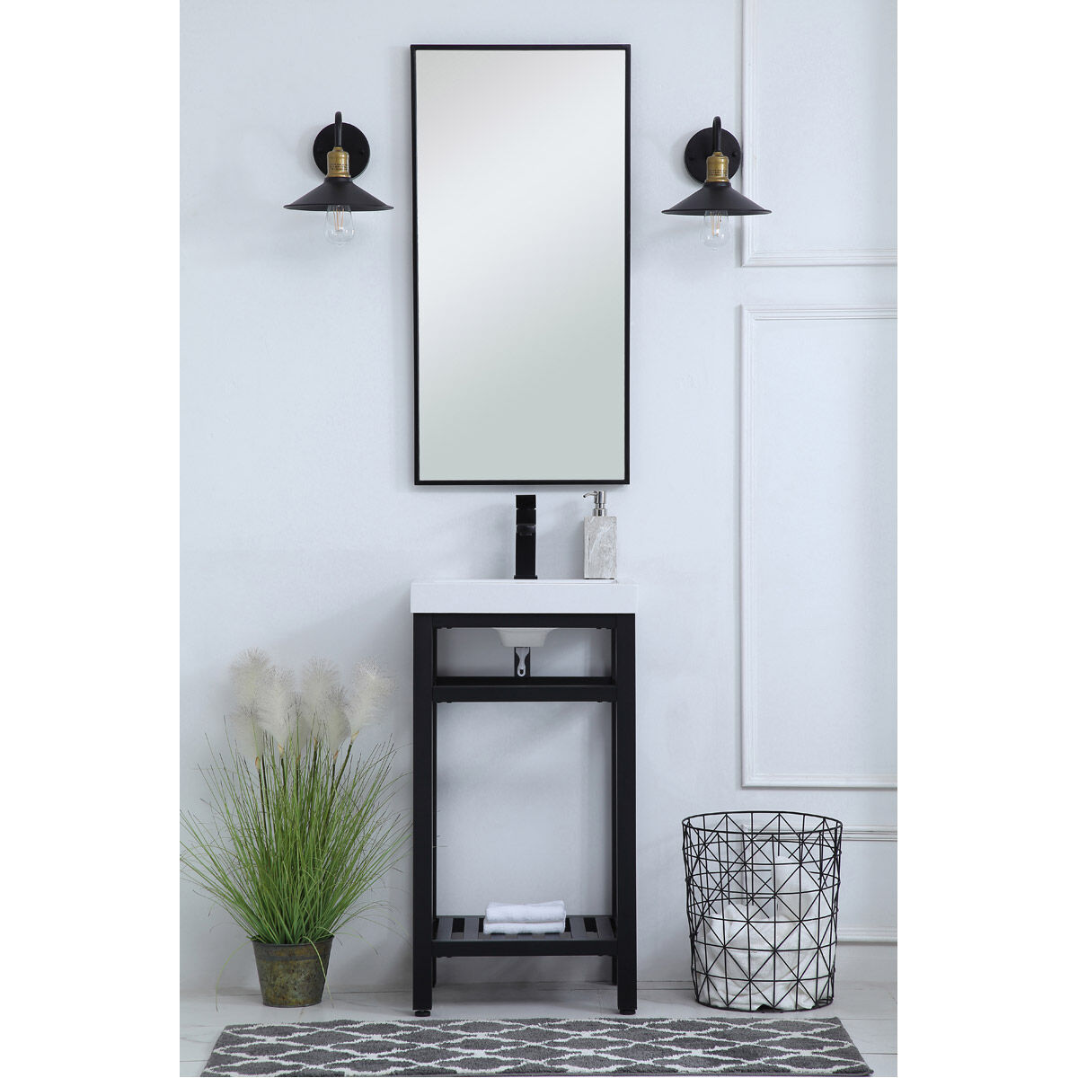 Raya 18 X 13.5 X 34 inch Black and White Vanity Sink Set