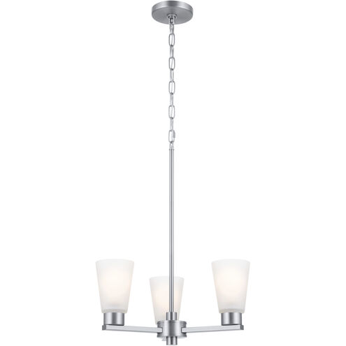Stamos 3 Light Brushed Nickel Chandelier Ceiling Light, Small, 1 Tier