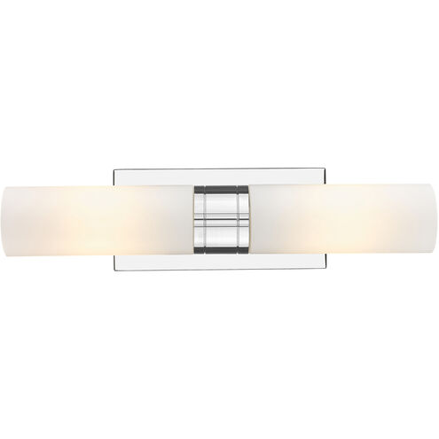 Ballston Urban 2 Light 18 inch Polished Chrome Bath Vanity Light Wall Light in Matte White Glass