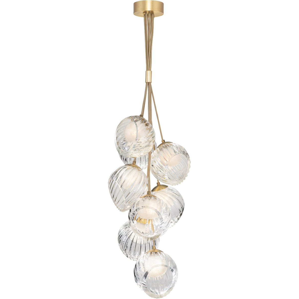 Nest Pendant Ceiling Light in Gold, Smokey Quartz Studio Glass
