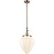 Franklin Restoration Bullet LED 12 inch Antique Copper Mini Pendant Ceiling Light in Matte White