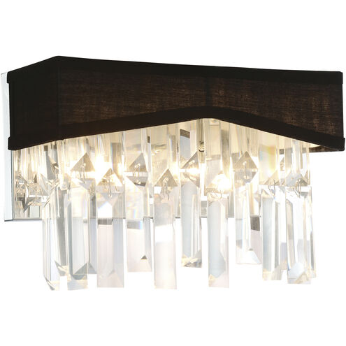 Havely 2 Light 5 inch Chrome Wall Light in Black