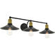 Etude 3 Light 33 inch Brass and Black Wall Sconce Wall Light