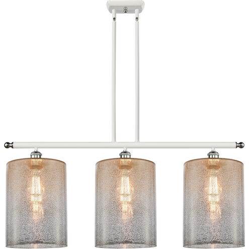 Ballston Cobbleskill 3 Light 36 inch White and Polished Chrome Island Light Ceiling Light in Mercury Glass