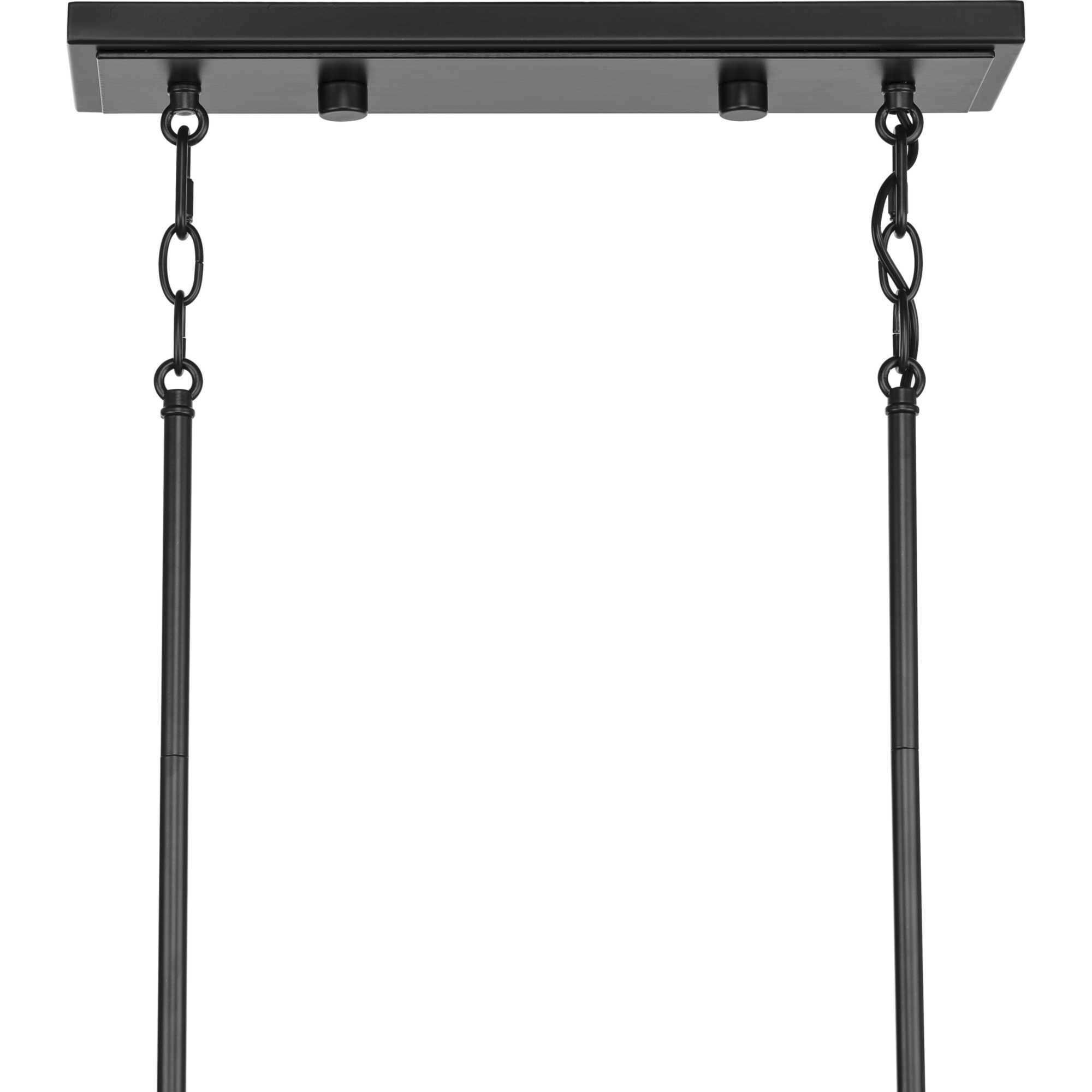 Lowery 4 Light 42 inch Matte Black and Antique Silver Leaf Linear Chandelier Ceiling Light, Design Series