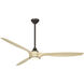 Pierce 65 inch Dark Bronze with White Oak with White Oak Blades Smart Ceiling Fan