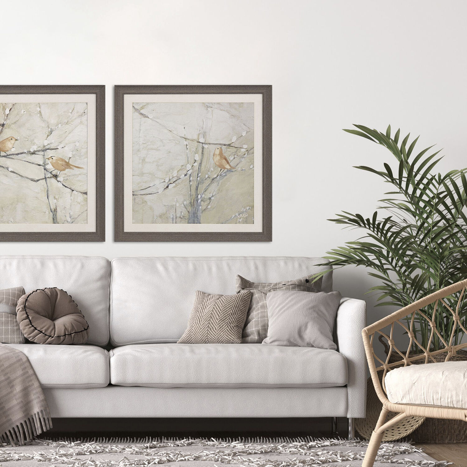 Budding Willow Neutral and Orange and Gray and Brown Framed Art, Propac