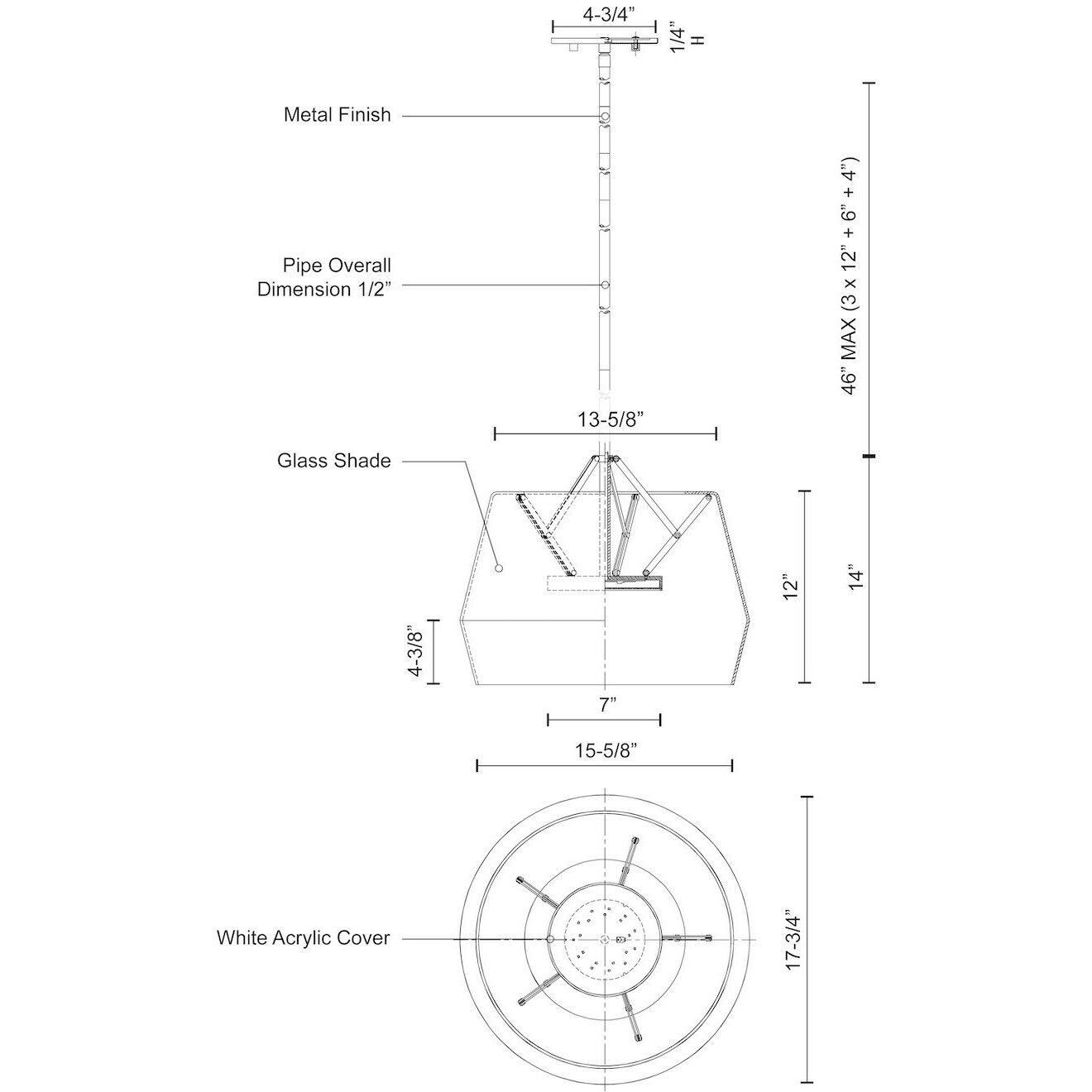 Deco Pendant Ceiling Light in Brushed Gold