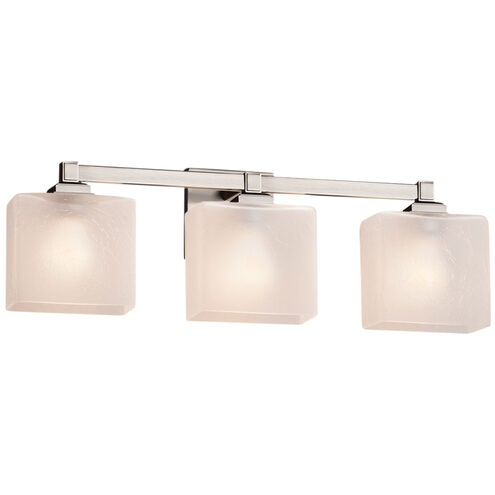 Fusion 3 Light 22 inch Brushed Nickel Bath Bar Wall Light in Rectangle, Incandescent, Frosted Crackle Fusion