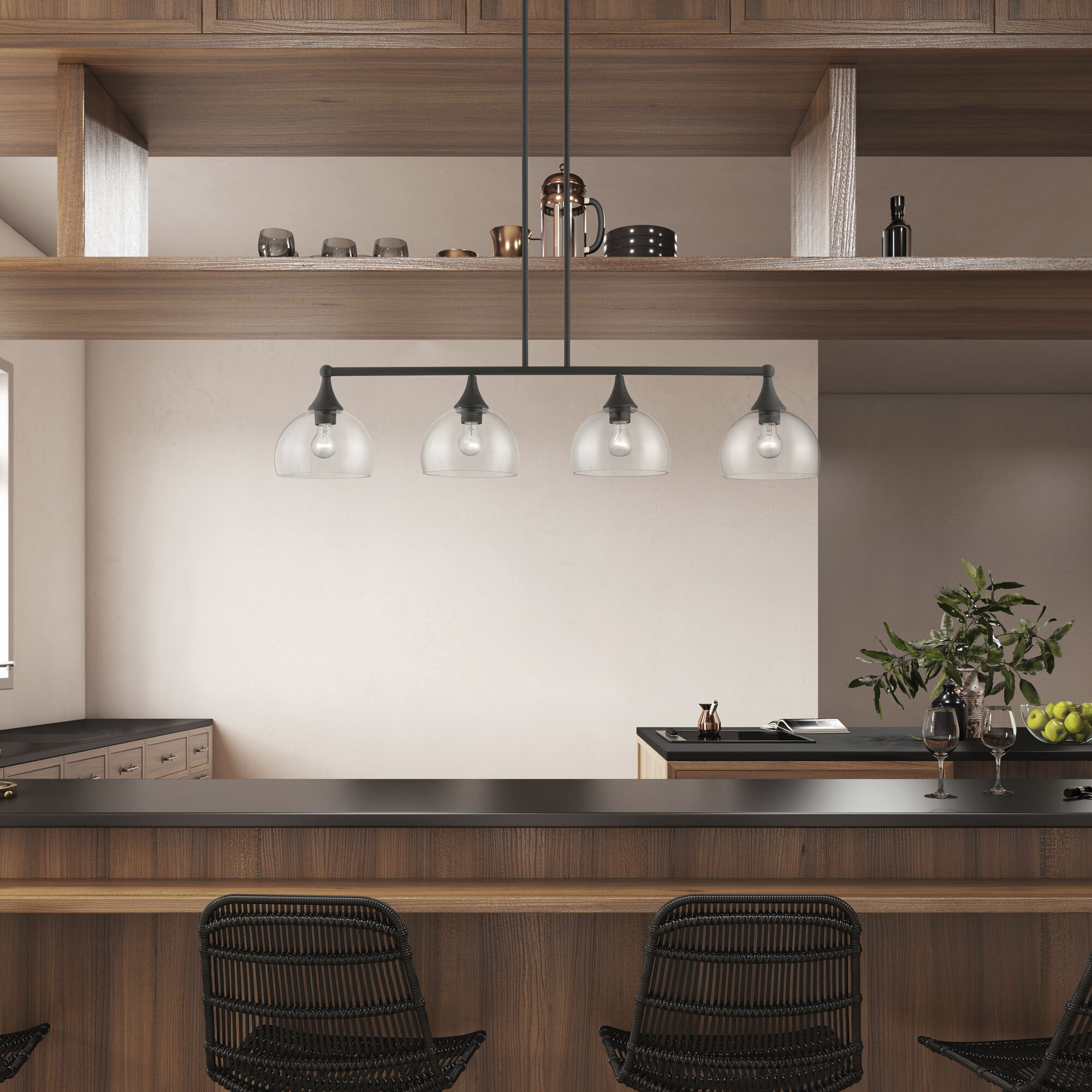 Glendon 4 Light 8.25 inch Bronze Large Linear Chandelier Ceiling Light