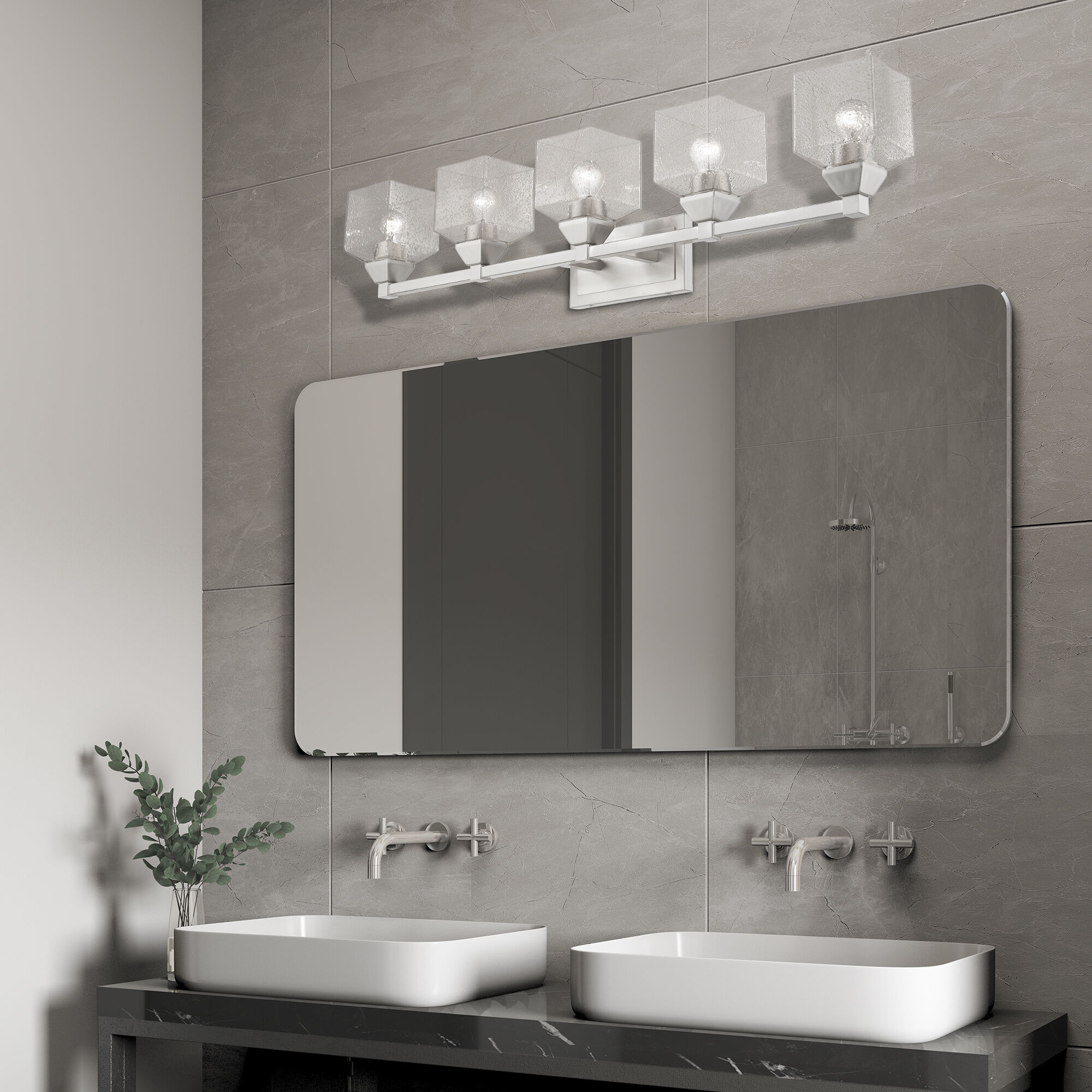 Aragon 5 Light 42 inch Brushed Nickel Vanity Sconce Wall Light