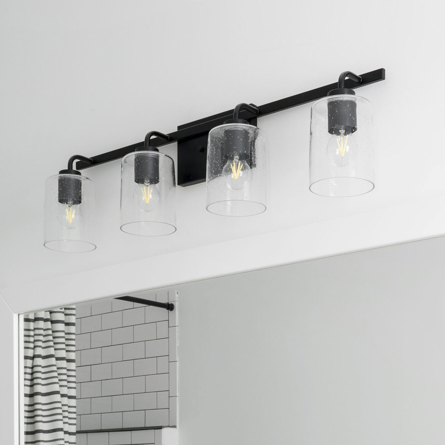 Greyson 4 Light 35 inch Matte Black Vanity Light Wall Light