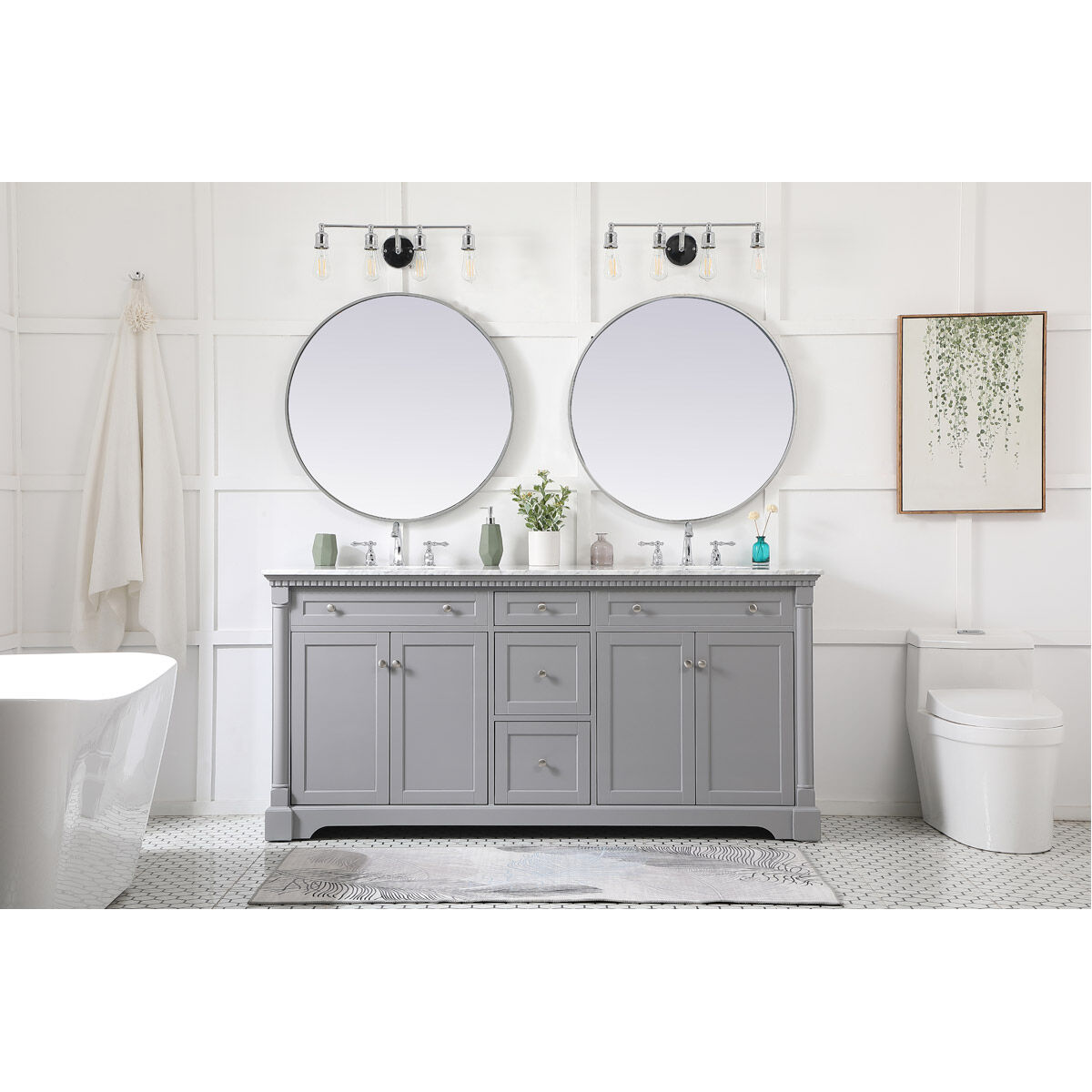 Clarence 72 X 22 X 35 inch Grey Vanity Sink Set