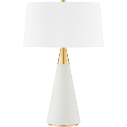 Jen 24.5 inch 15.00 watt Aged Brass and Cream Linen Table Lamp Portable Light