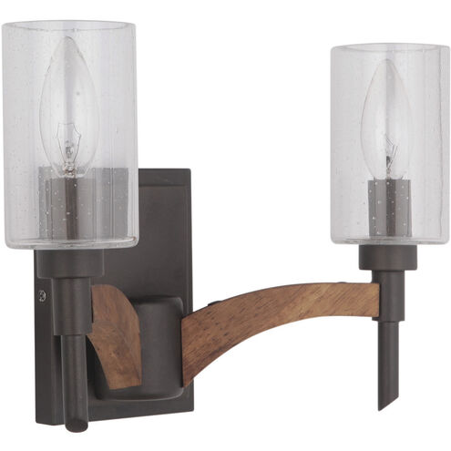 Tahoe 2 Light 11.58 inch Espresso/Whiskey Barrel Vanity Light Wall Light, Jeremiah