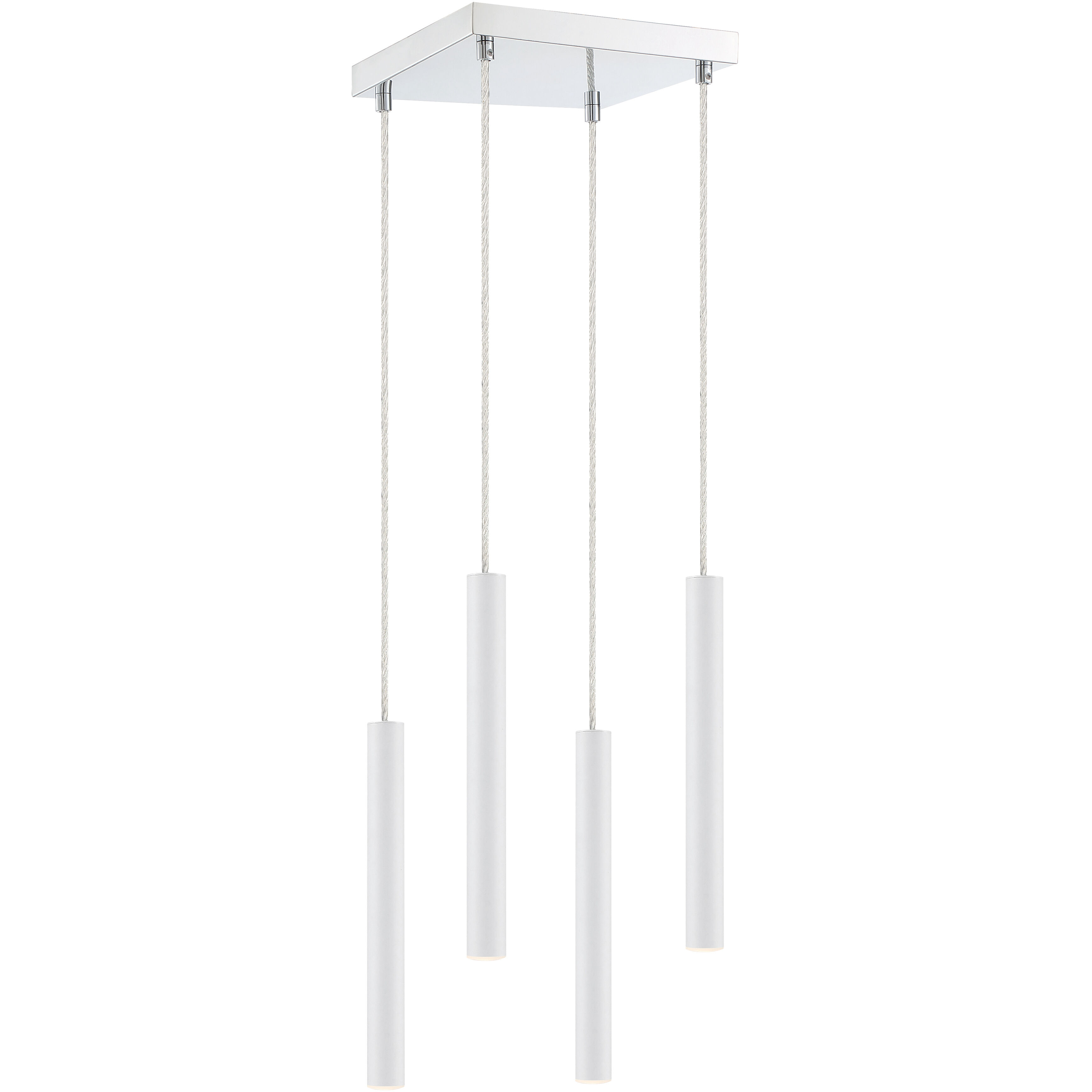 Forest LED 9.5 inch Chrome Chandelier Ceiling Light in Matte White Steel