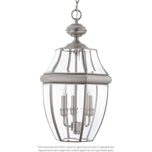 Lancaster 3 Light 11.75 inch Antique Brushed Nickel Outdoor Pendant