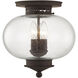 Harbor 3 Light 11 inch Bronze Semi-Flush Mount Ceiling Light