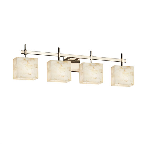 Alabaster Rocks 4 Light 32.5 inch Brushed Nickel Vanity Light Wall Light in Rectangle, Incandescent