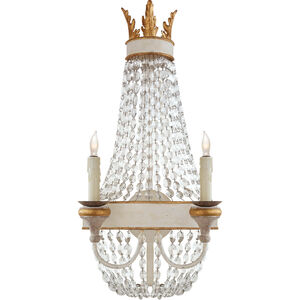 Julie Neill Entellina 2 Light 13 inch Vintage White and Gild Wall Sconce Wall Light