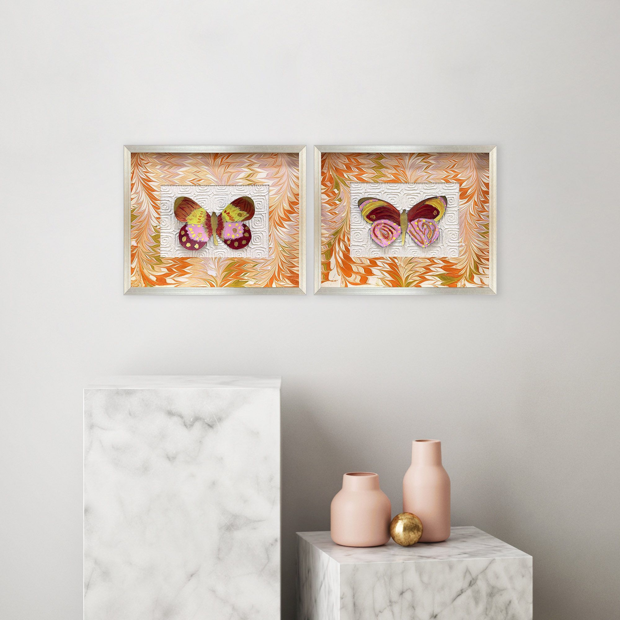 Flight Patterns Orange and Pink and Red and Yellow Framed Art, The Studio