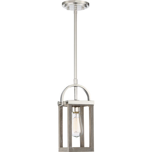 Bliss 1 Light 6.75 inch Driftwood and Polished Nickel Accents Mini Pendant Ceiling Light