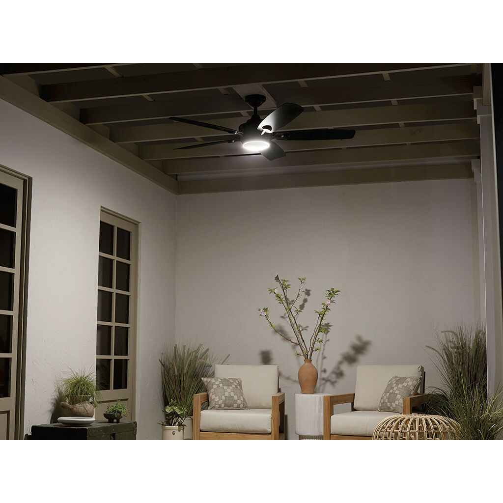 Tranquil 56 inch Satin Black with Black Blades Ceiling Fan