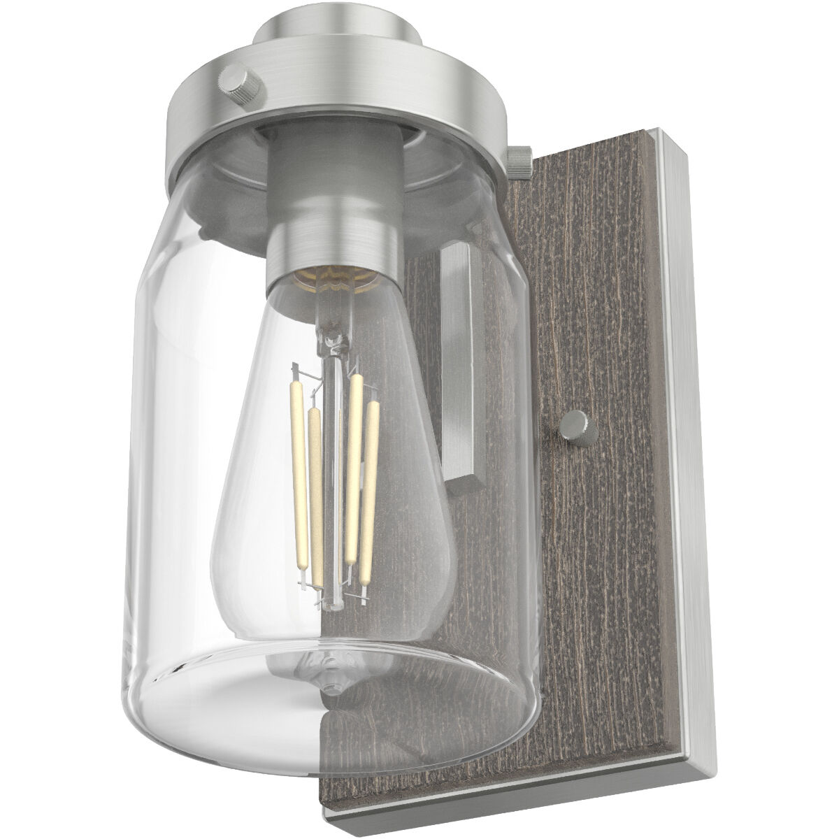 Devon Park 1 Light 4.75 inch Brushed Nickel and Grey Wood Wall Sconce Wall Light, Medium