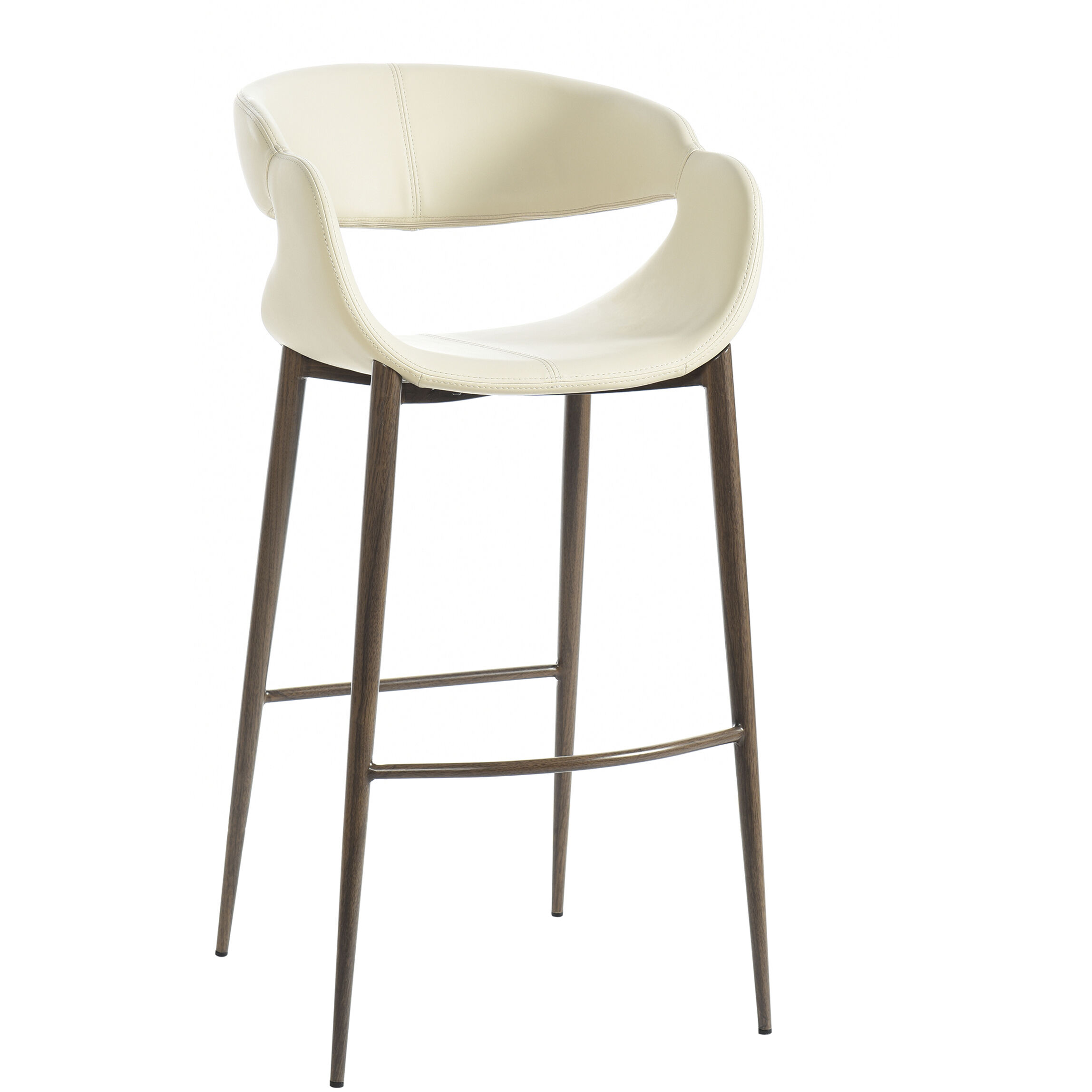 Luna 40.55 inch Light Beige and Walnut Bar Stool