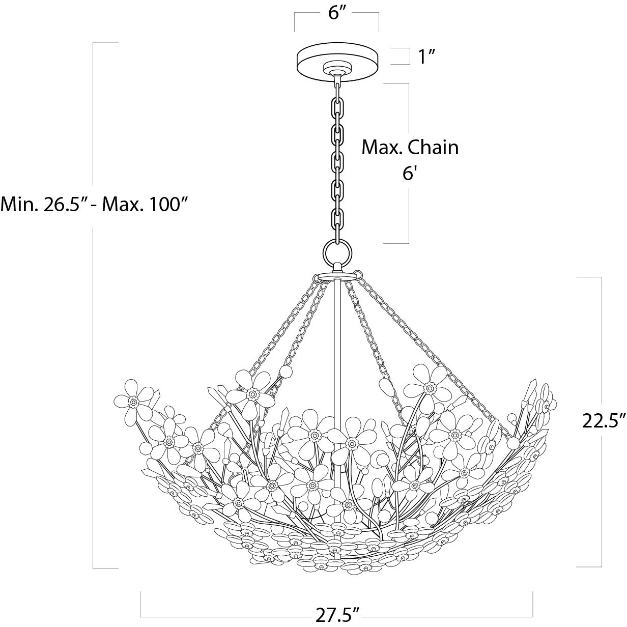 Cheshire 6 Light 27.5 inch Gold Leaf Chandelier Ceiling Light, Basin