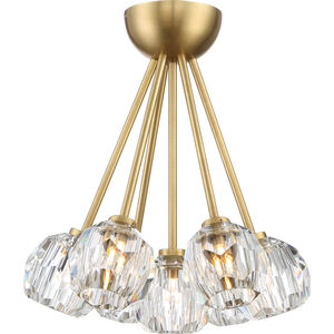 Parisian 7 Light 15 inch Aged Brass with Crystal Flush Mount Ceiling Light
