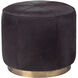 Thackeray 16 inch Espresso Hide & Antique Brass Metal Round Pouf