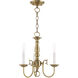 Williamsburgh 3 Light 14 inch Antique Brass Mini Chandelier Ceiling Light