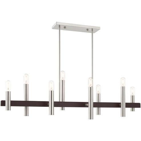Helsinki 8 Light 10 inch Brushed Nickel with Bronze Accents Chandelier Ceiling Light