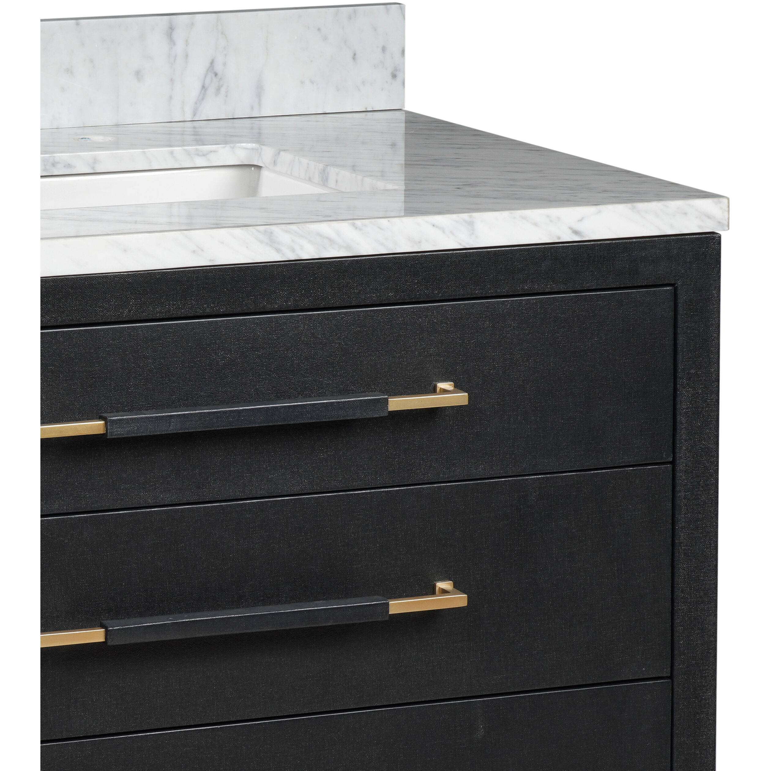 Verona 36 X 34 inch Black Lacquered Linen/Natural/White/Champagne Vanity with Undermount Sink