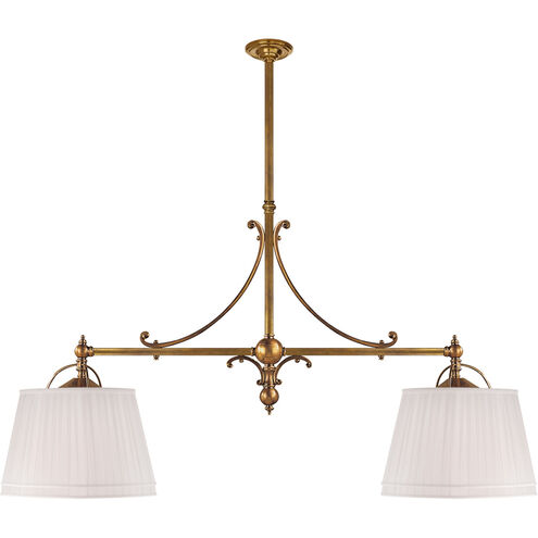 Chapman & Myers Sloane 4 Light 54 inch Antique-Burnished Brass Double Shop Linear Pendant Ceiling Light in Linen