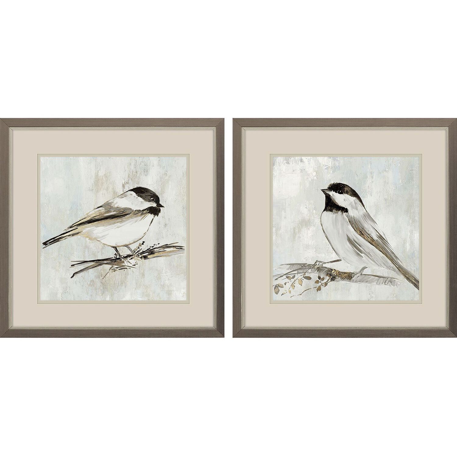 Feathered Melody Gray and Metallic and Black Framed Art, Propac