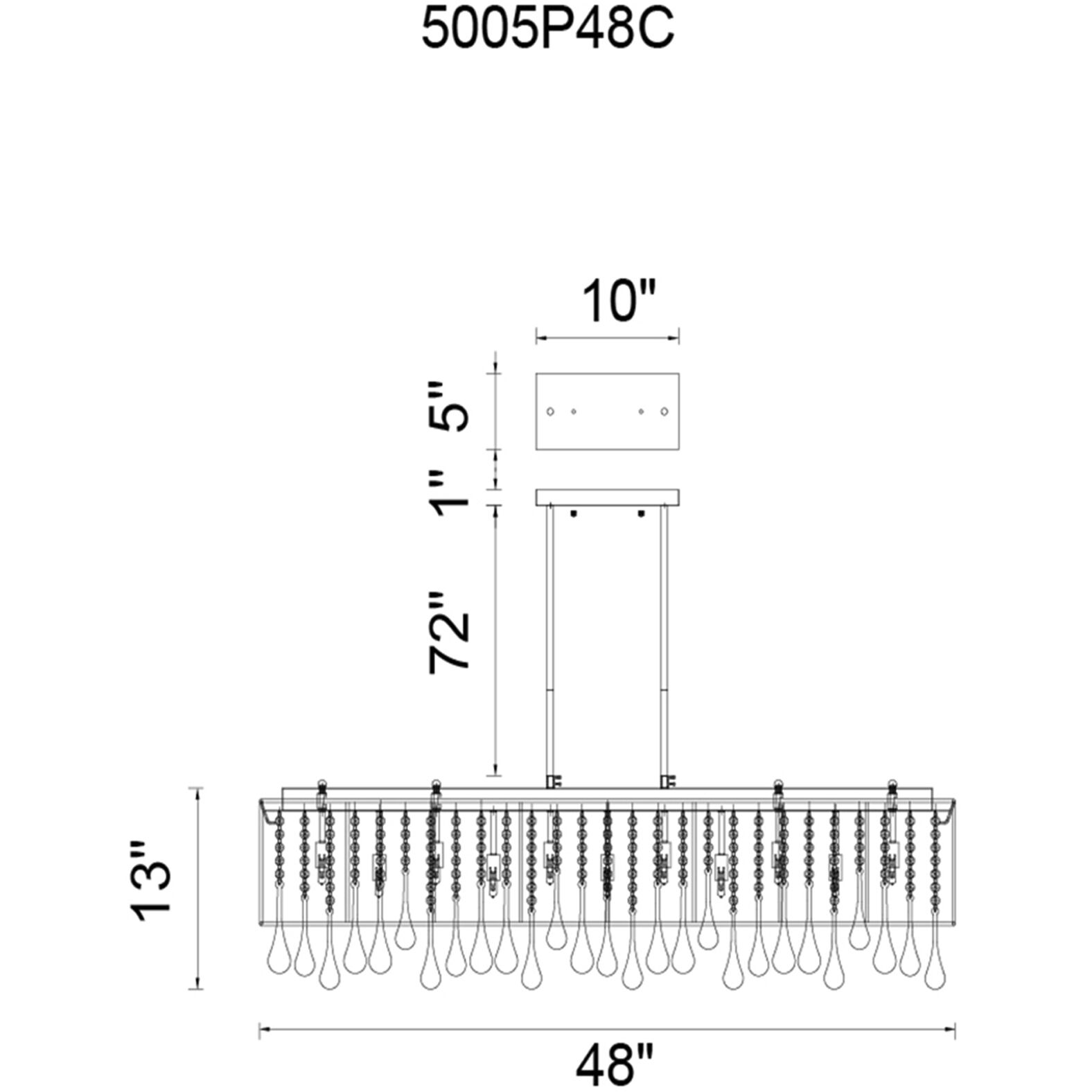 Water Drop 17 Light 48 inch Chrome Island/Pool Table Light Ceiling Light in White / Clear