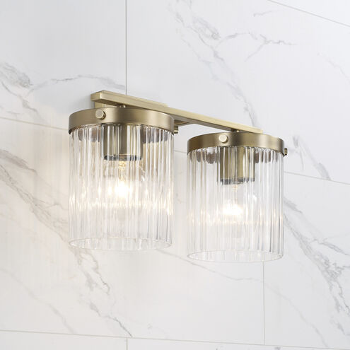 Vaughn 2 Light 14.5 inch Aged Brass Vanity Light Wall Light