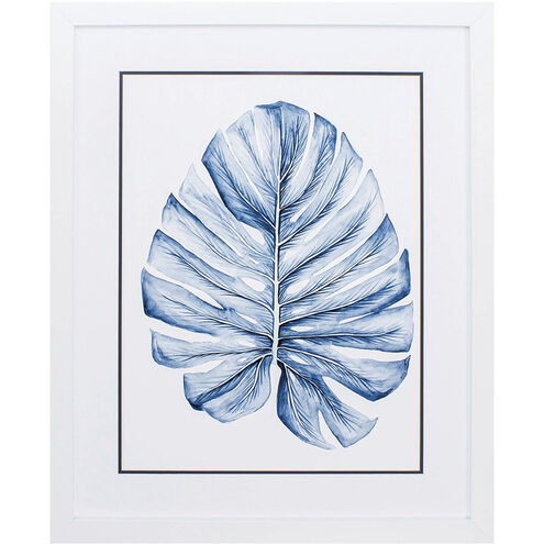Indigo Tropical Leaf Blue Framed Art