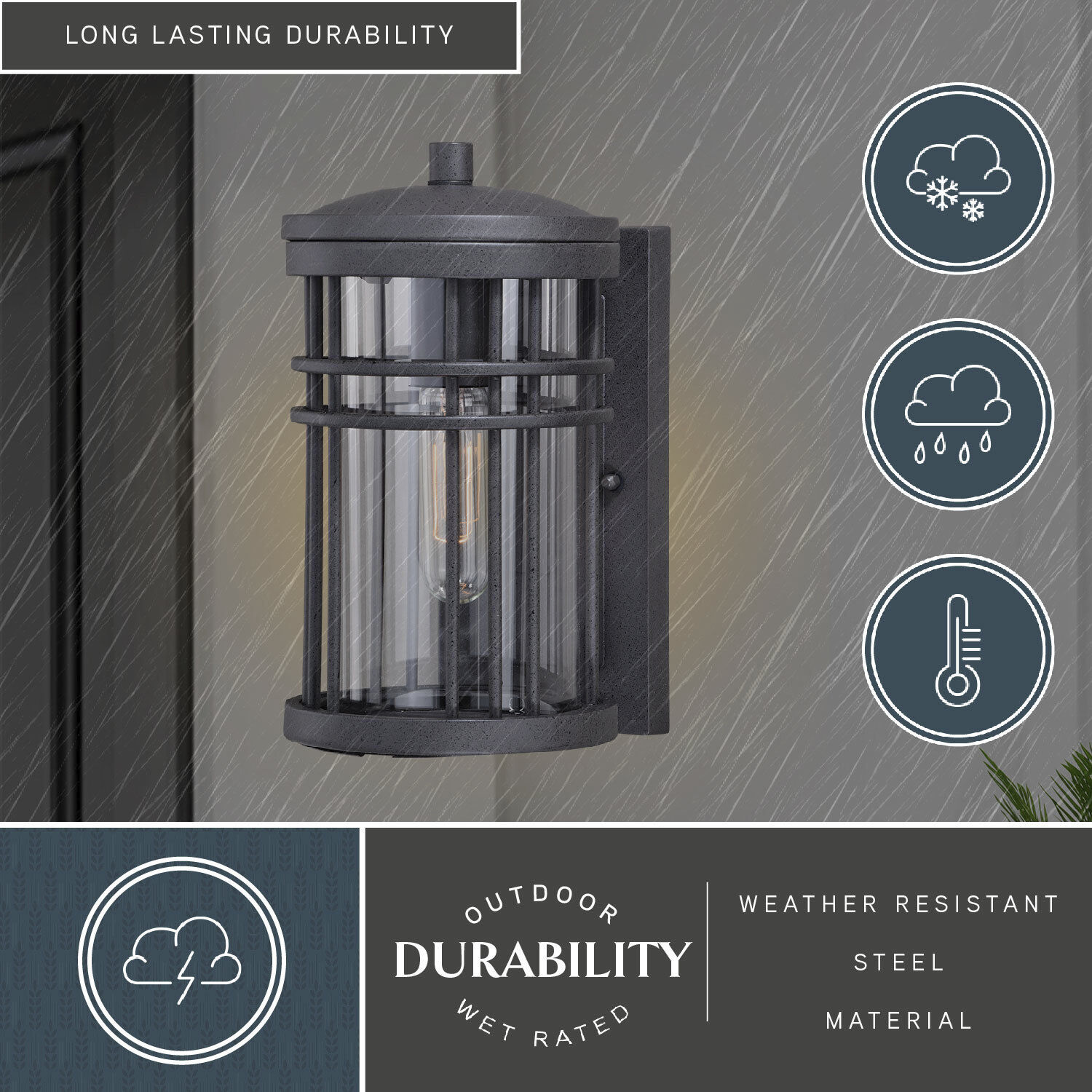 Wrightwood LED 10.75 inch Vintage Black Outdoor Wall