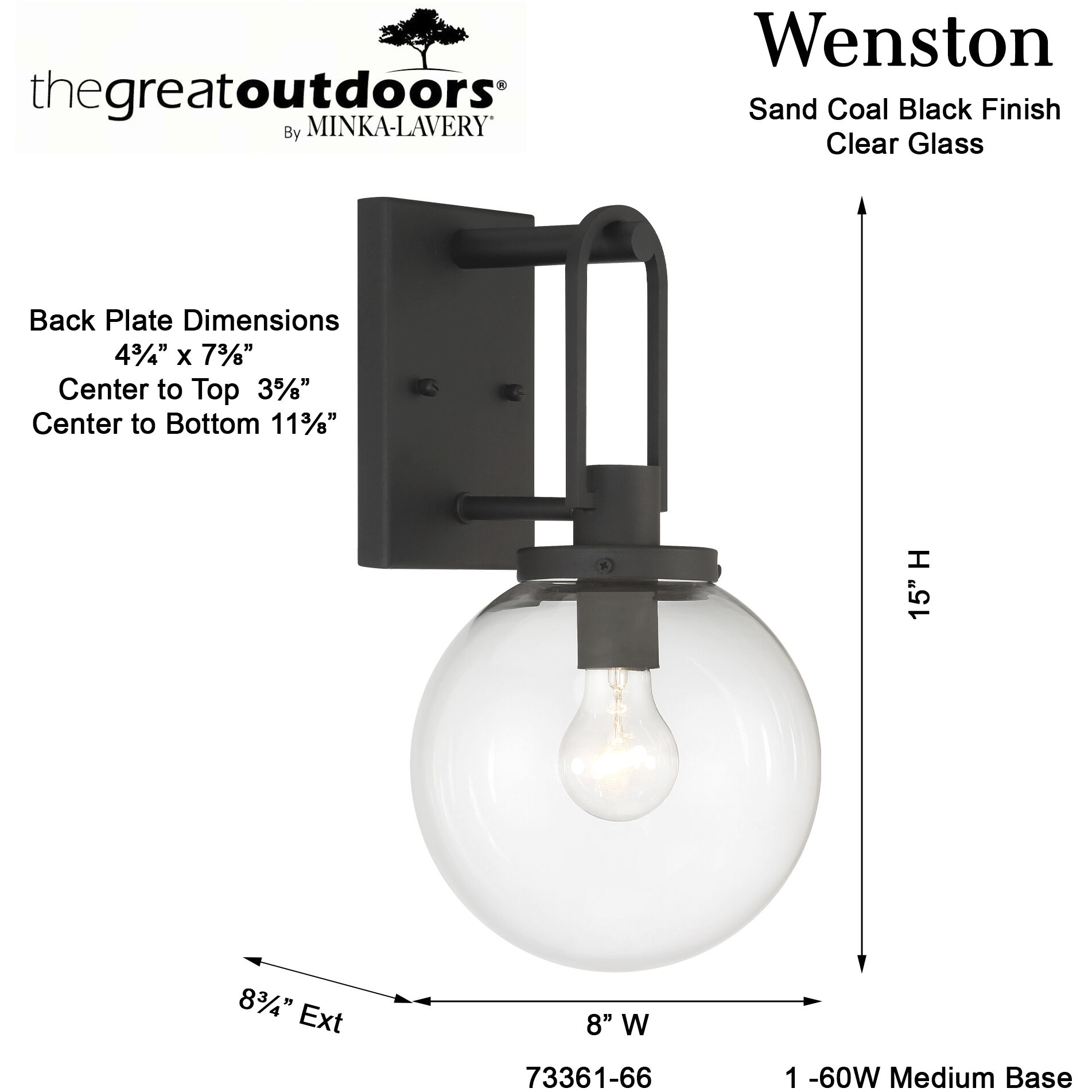 Wenston Outdoor Wall Mount in Sand Coal, Great Outdoors