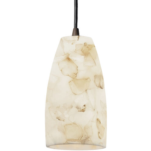 Alabaster Rocks 1 Light 4 inch Dark Bronze Pendant Ceiling Light in White Cord, Tall Tapered Cylinder, Incandescent